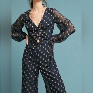 NWT Ali & Jay Cosmic Love Jumpsuit Navy & Gold for Anthropologie L
